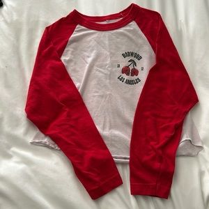 Badwood cherry bomb baseball crop shirt